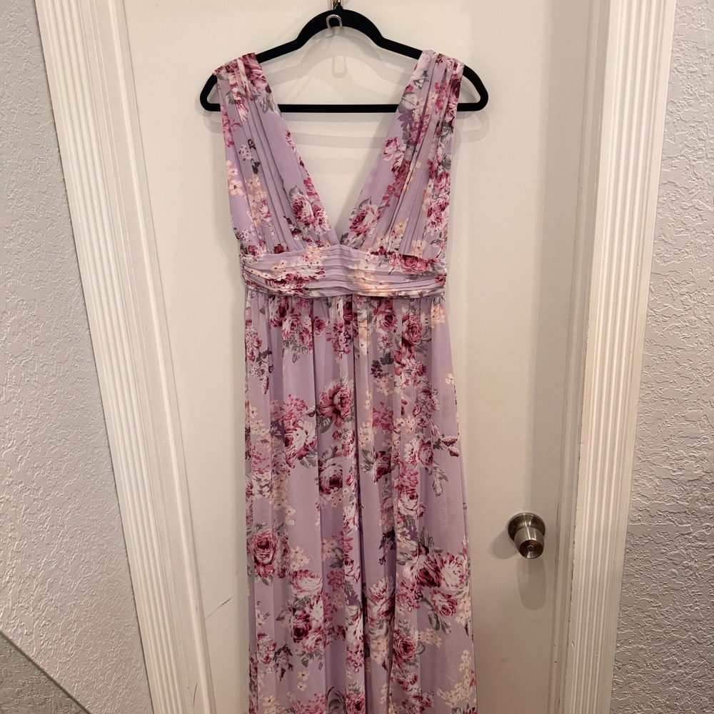 Lulus Heavenly Hues Lavender Floral Print Maxi Dress Small Romantic Cottagecore - Picture 2 of 8